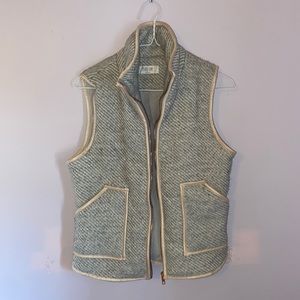 PEACH LOVE California Ladies Zip Quilted Vest Grey / Cream White Fall Vest